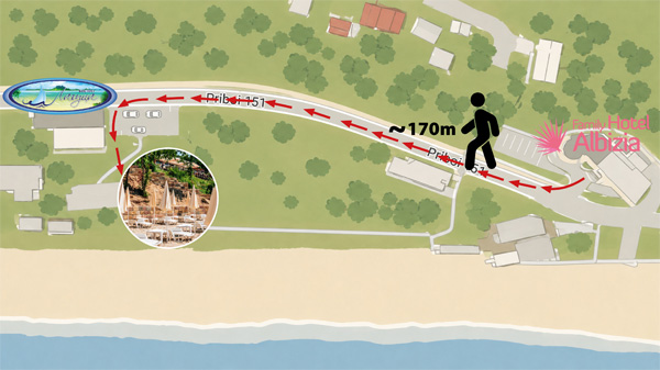 Accès plage privée priboi - Hotel Albizia